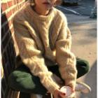 Cable-knit Oversize Sweater Almond - One Size