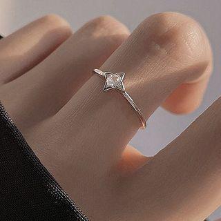 Star Rhinestone Alloy Ring Silver - One Size