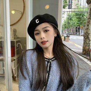C Applique Beret Black - M