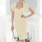 Short-sleeve Square-neck Sheath Dress