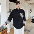 Long-sleeve Fringed Panel Shirt