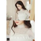 Mock-neck Frill-sleeve Lace Top