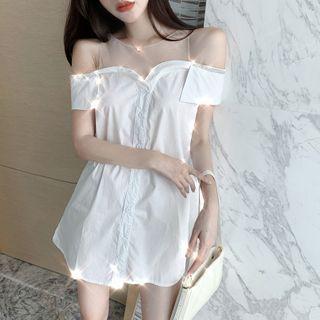 Cold-shoulder Mesh Panel Dress