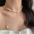 Faux Pearl Necklace White Faux Pearl - Gold - One Size