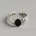 Sterling Silver Jeweled Open Ring Black Agate - Silver - 925sterling Silver