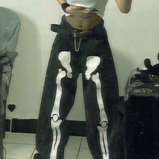 Skeleton Print Harem Jeans