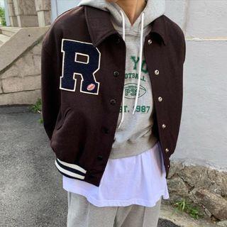 Collared Cropped Baseball Jacket