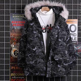 Fish Print Zipped Parka