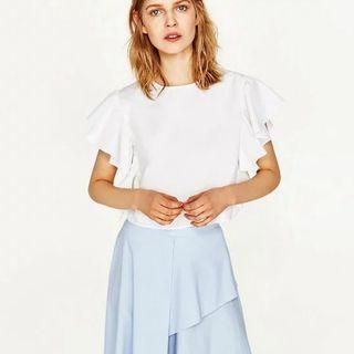 Flutter-sleeve Plain Cropped Top