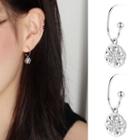 Rhinestone Dangle Earring 1 Pair - With Ear Nuts - Silver - One Size
