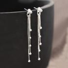 925 Sterling Silver Bead Fringed Earring 1 Pair - Through Earrings - One Size