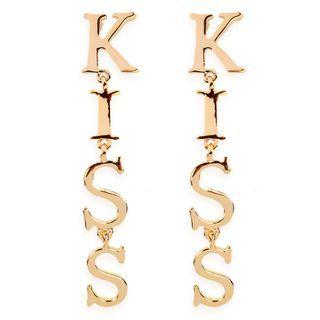 Kiss Lettering Alloy Dangle Earring 1 Pair - Gold - One Size