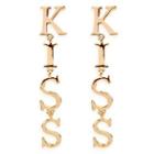 Kiss Lettering Alloy Dangle Earring 1 Pair - Gold - One Size