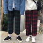 Couple Matching Cropped Straight-fit Plaid Pants