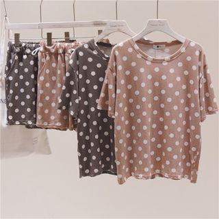 Loungewear Set: Short-sleeve Dotted T-shirt + Shorts