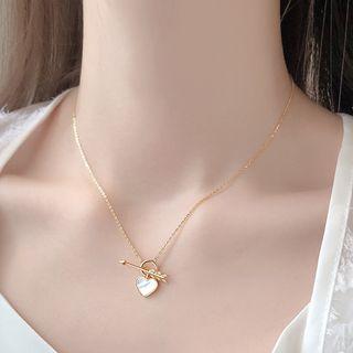 Heart Necklace 925 Silver - Silver Heart - Gold - One Size