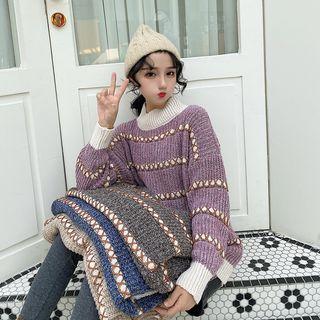 Oversize Contrast Stitching Sweater
