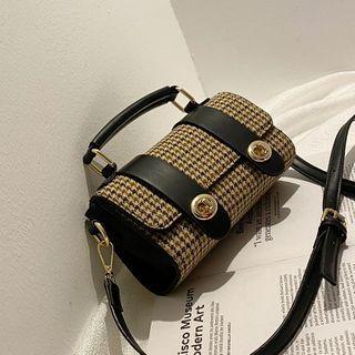 Houndstooth Mini Twist-lock Crossbody Satchel