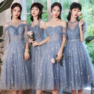 Star Print Mesh Evening Gown (various Designs)