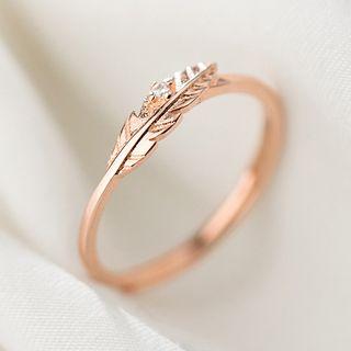 Feather Ring Ring - S925 Silver - Rose Gold - One Size