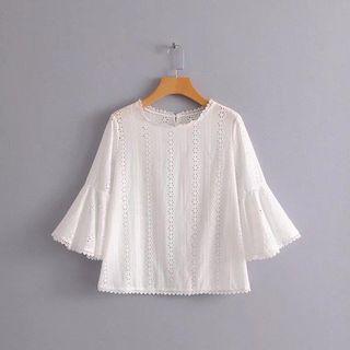 Eyelet Lace Bell-sleeve Top