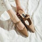 Faux Suede Buckled Flat Mules