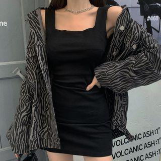 Denim Zebra Print Jacket As Shown In Figure - One Size