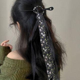Floral Print Hair Stick 2879a - Black - One Size