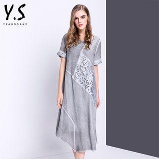 Lace Panel Short Sleeve Dress