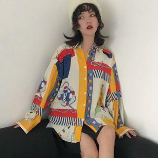 Long-sleeve Printed Shirt Multicolor - One Size