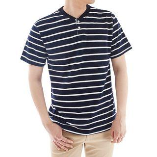 Plus Size Striped Henley