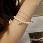 Rhinestone Bow Faux Pearl Layered Bracelet As Shown In Figure - One Size