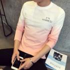 Gradient Lettering Long Sleeve T-shirt