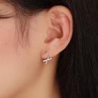 Cross Earring 1 Pair - Silver - One Size