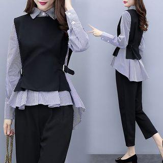 Long-sleeve Striped Top / Dress Pants