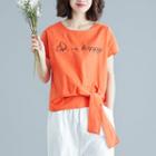 Short-sleeve Front Knot Lettering T-shirt