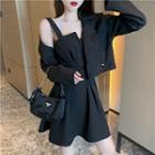 Long-sleeve Cropped Blazer / Sleeveless Mini Dress
