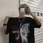 Oversized Butterfly Print Short Sleeve T-shirt
