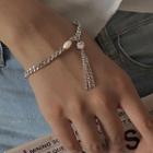 Faux Pearl Chain Bracelet Silver & White - One Size