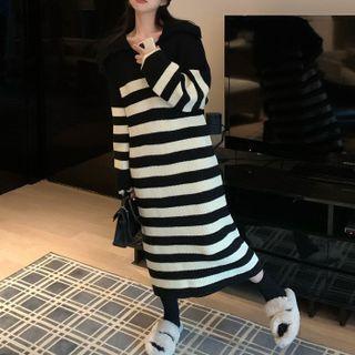 Striped Knit Dress Black & White - One Size