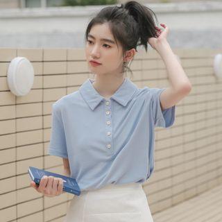 Plain Button-up Oversized Cropped Top