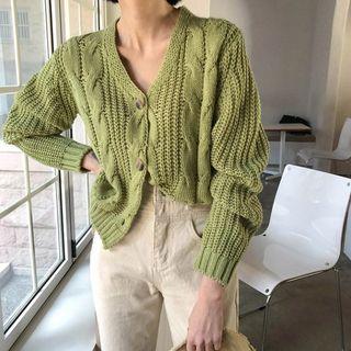 Loose-fit Cropped Cable-knit Cardigan