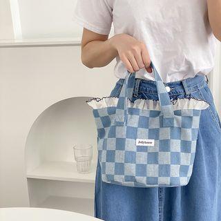 Printed Ruffled Tote Bag