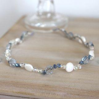 Bead Headband White & Blue - One Size
