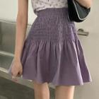 Shirred A-line Mini Skirt