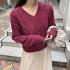 V-neck Sweater / Strappy Midi Dress / Set