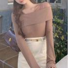 Square-neck Long-sleeve Mesh Top / Mini Pencil Skirt