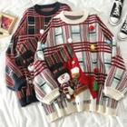 Snowman Plaid Loose-fit Sweater