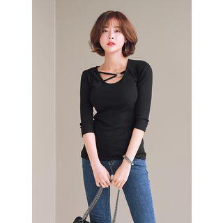 3/4-sleeve Ring-accent T-shirt