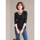 3/4-sleeve Ring-accent T-shirt